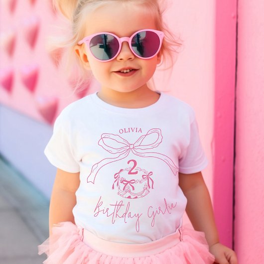 Moderne Hand Getrokken Roze Bow Cake Verjaardagsfe