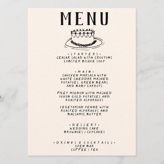 Moderne Hand getrokken taart retro eigenzinnige br Menu (Voorkant)