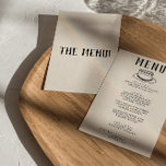 Moderne Hand getrokken taart retro eigenzinnige br Menu<br><div class="desc">Een kleurrijke retro funky modern zwart-wit bruiloft diner menu. Die chique sjabloon ontwerp van romige melkachtige achtergrond en zwart met de hand geschreven typografie. Met Hand getrokken cake. Perfect en passend bij de hele suite.</div>