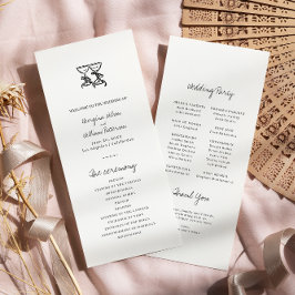 Moderne Hand Getrokken Trouwflat Programma Programmakaart