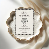 Moderne hand getrokken unieke retro bruiloft kaart