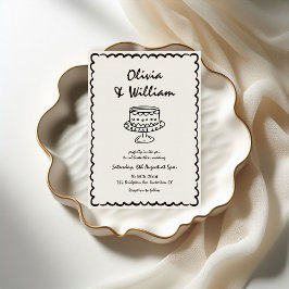 Moderne hand getrokken unieke retro bruiloft kaart