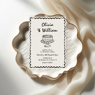 Moderne hand getrokken unieke retro bruiloft kaart