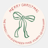 Moderne hand getrokken vakantie retour adres envel ronde sticker (Voorkant)