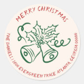 Moderne hand getrokken vakantie retour adres envel ronde sticker (Voorkant)