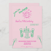 Moderne Hand getrokken verjaardag Dinner Party uit Kaart (Voorkant / Achterkant)