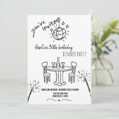 Moderne Hand getrokken verjaardag Dinner Party uit Kaart (Staand voorkant)