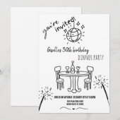 Moderne Hand getrokken verjaardag Dinner Party uit Kaart (Voorkant / Achterkant)