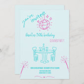 Moderne Hand getrokken verjaardag Dinner Party uit Kaart (Voorkant / Achterkant)