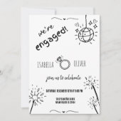 Moderne Hand getrokken Verlovingsfeestuitnodiging Kaart (Voorkant)