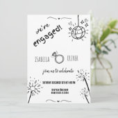 Moderne Hand getrokken Verlovingsfeestuitnodiging Kaart (Staand voorkant)