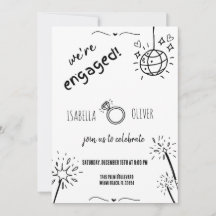 Moderne Hand getrokken Verlovingsfeestuitnodiging