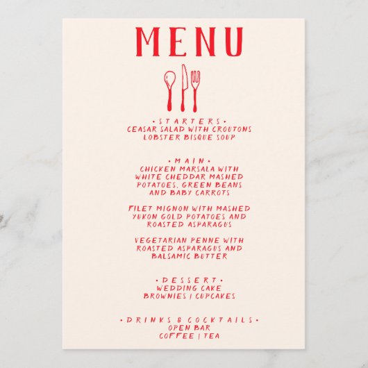 Moderne Hand getrokken vork mes retro eigenzinnige Menu (Voorkant)