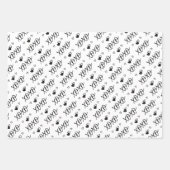 Moderne hand getrokken zwart & witte harten inpakpapier vel (Voorkant 3)