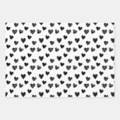 Moderne hand getrokken zwart & witte harten inpakpapier vel (Voorkant)