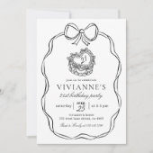 Moderne Hand Getrokken Zwarte Boog Meisje Verjaard Kaart (Voorkant)