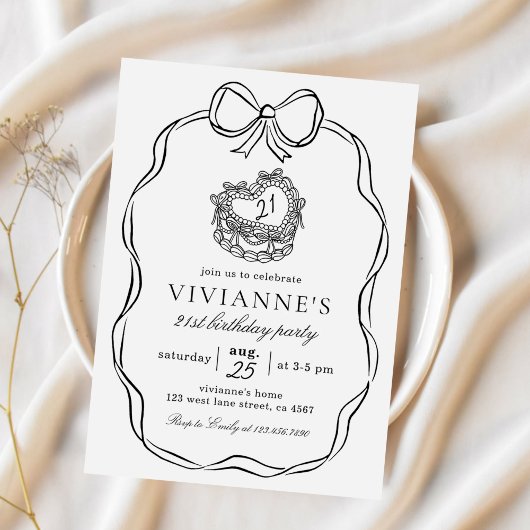 Moderne Hand Getrokken Zwarte Boog Meisje Verjaard Kaart