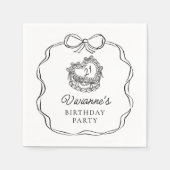 Moderne Hand Getrokken Zwarte Boog Meisje Verjaard Servet (Voorkant)