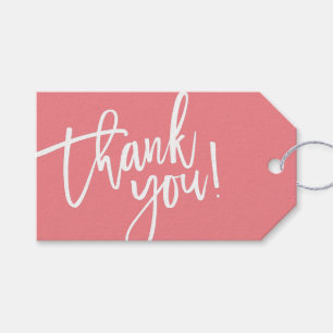 MODERNE HAND LETTERED dank u koraal wit schrijven Cadeaulabel
