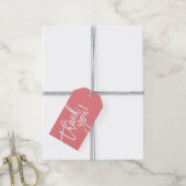MODERNE HAND LETTERED dank u koraal wit schrijven Cadeaulabel (Met Touw)