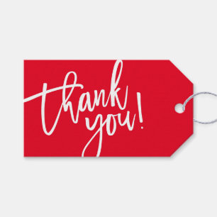 MODERNE HAND LETTERED dank u rood wit schrijven Cadeaulabel
