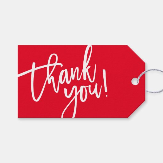 MODERNE HAND LETTERED dank u rood wit schrijven Cadeaulabel (Voorkant (Horizontaal))