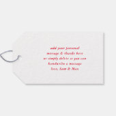 MODERNE HAND LETTERED dank u rood wit schrijven Cadeaulabel (Achterkant Horizontaal)