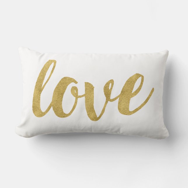Moderne Hand Lettered Gold Love & XOXO Decoratief Kussen (Voorkant)