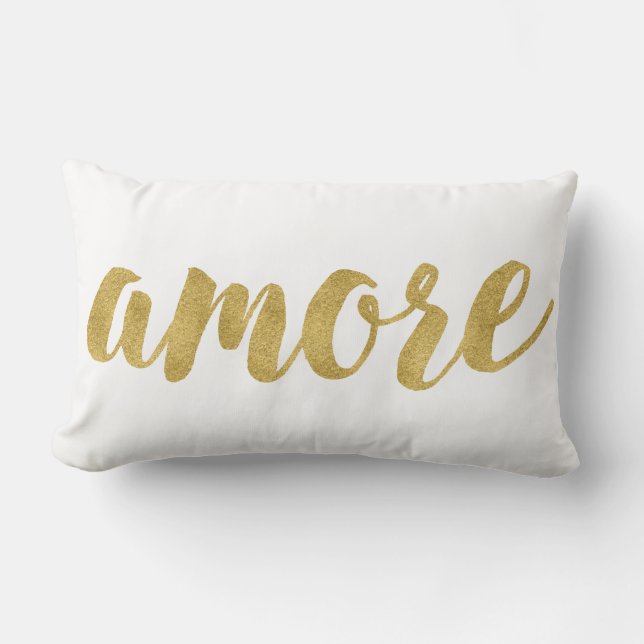 Moderne Hand Lettered Goud Italiaans Meer Decorati Kussen (Voorkant)