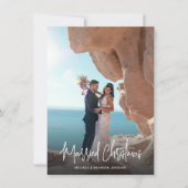 Moderne Hand-Lettered Married Christmas 4 foto's Feestdagenkaart (Voorkant)