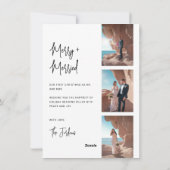 Moderne Hand-Lettered Married Christmas 4 foto's Feestdagenkaart (Achterkant)