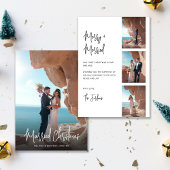 Moderne Hand-Lettered Married Christmas 4 foto's Feestdagenkaart