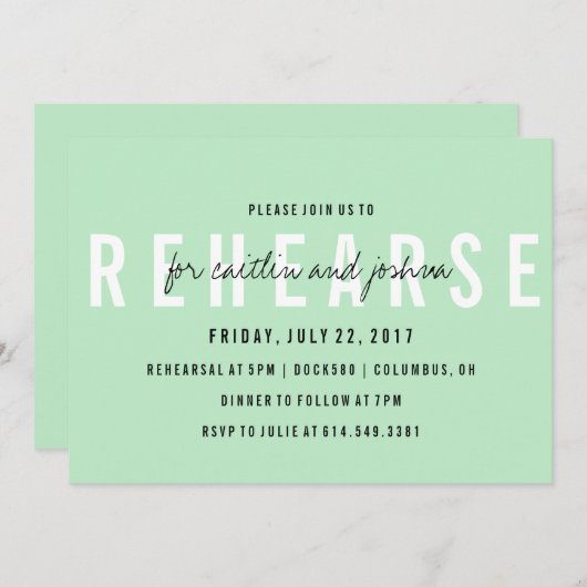 Moderne Hand Lettered repetitie Dinner Invitation Kaart (Voorkant / Achterkant)