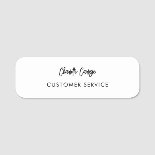 Moderne Hand Lettered Script klantenservice person Naamplaatje (Voorkant)