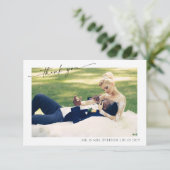 Moderne hand met briefing 2 Foto bruiloft Bedankt (Staand voorkant)