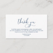 Moderne hand Navy Blue inktscript Wedding Bedankt Informatiekaartje (Voorkant)