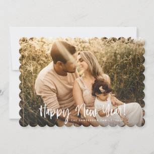 Moderne hand-tekende Typografie Happy Nieuwjaarsfo Feestdagenkaart