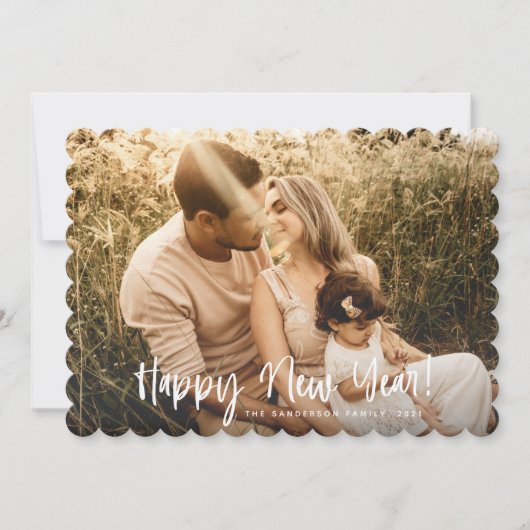 Moderne hand-tekende Typografie Happy Nieuwjaarsfo Feestdagenkaart (Voorkant)