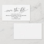 Moderne hand Zwart inkt script Trouwen Save the da Informatiekaartje (Voorkant / Achterkant)