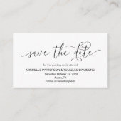 Moderne hand Zwart inkt script Trouwen Save the da Informatiekaartje (Voorkant)