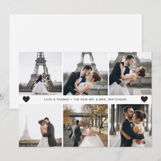 Moderne handbeletterde fotocollage bedankkaart (Voorkant / Achterkant)