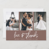 Moderne handbeletterde fotocollage Mauve Bedankkaart (Voorkant)