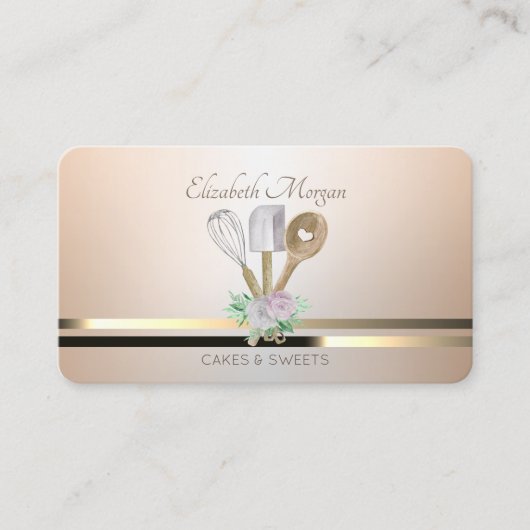 Moderne handboeg voor gebak en gereedschap Bakery  Visitekaartje (Voorkant)