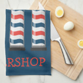 Moderne handdoek met barber poes personaliseren (Quarter Fold)