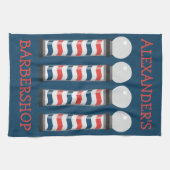 Moderne handdoek met barber poes personaliseren (Horizontaal)