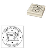 Moderne handgemaakt met liefde, naaimachine rubberstempel (Gestempeld)