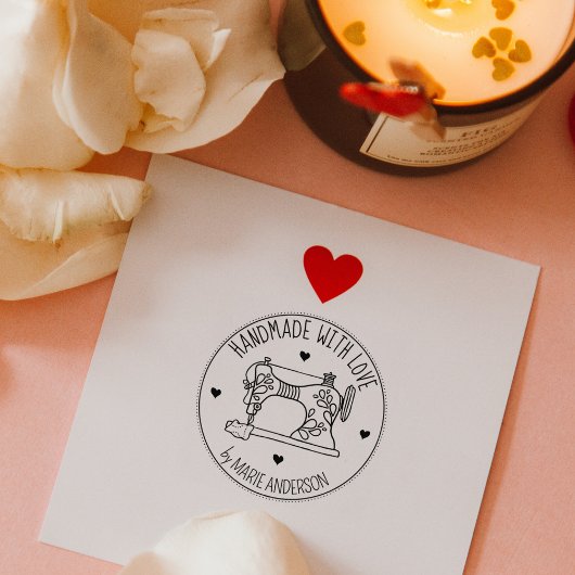 Moderne handgemaakt met liefde, naaimachine rubberstempel
