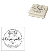 Moderne handgemaakt met liefde, naaimachine rubberstempel (Gestempeld)