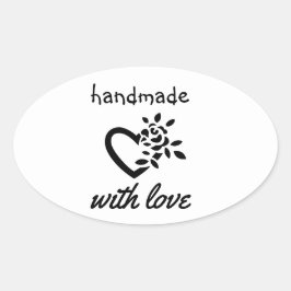 Moderne handgemaakt met liefde ovale sticker