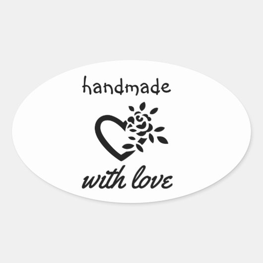 Moderne handgemaakt met liefde ovale sticker (Voorkant)